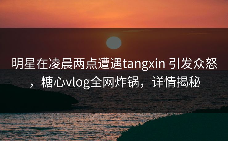 明星在凌晨两点遭遇tangxin 引发众怒,糖心vlog全网炸锅,详情揭秘 明星在凌晨两点遭遇tangxin 引发众怒,糖心vlog全网炸锅,详情揭秘