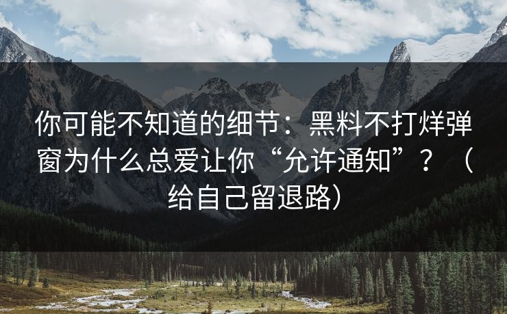 你可能不知道的细节:黑料不打烊弹窗为什么总爱让你“允许通知”?(给自己留退路)